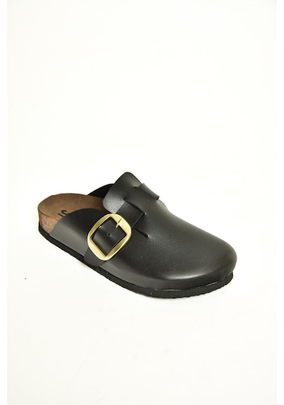 Fox Shoes T777589009 Siyah Kadın Terlik Siyah-suni Deri Siyah