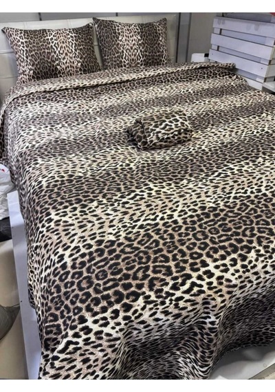 Leopar Desenli Battal Boy Pike 220x240 Cm Cesur Tarz, Hafif Konfor Çok Renkli