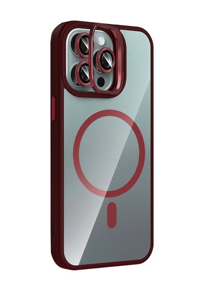 Joko Apple İphone 14 Pro Max Remim Lensli Magsafe Standlı Kapak - Bordo 0.2M-Çok Renkli
