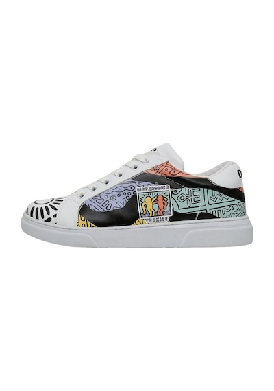 Best Buddies X Dogo Kadın Vegan Deri Beyaz Sneakers - The World Is You Tasarım Çok Renkli