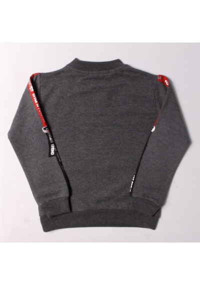 Toontoy Kız Çocuk Sweatshirt Kollari Şeritli Pullu Fashion Nakış Antrasit Melanj Toontoy Kız Çocuk Sweatshirt Kollari Şeritli Pullu Fashion Nakış Antrasit Melanj