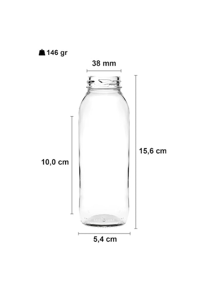 Afracam Meyve Suyu Şeffaf 250 ml Metal Kapaklı Cam Şişe 6 Adet