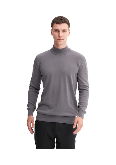 Slim Fit Pamuk Kumaş Basic Yarım Balıkçı Kazak Antrasit