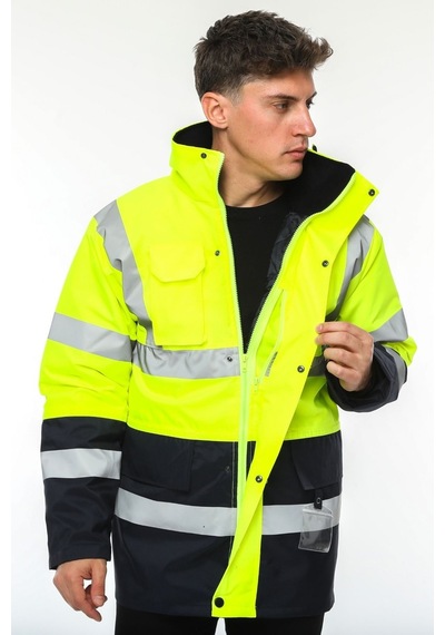 Uniprom İş Kabanı Parka Su Ve Rüzgar Geçirmez Rain Safety Model Membranlı Neon Sarı Erkek Neon Sarı