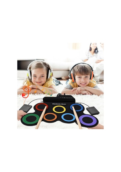 Ayt Magicvoice G3002 Elektronik Bateri Roll Up Davul Matı Kiti 7 Ped Çocuk Müzik Aleti Trampet
