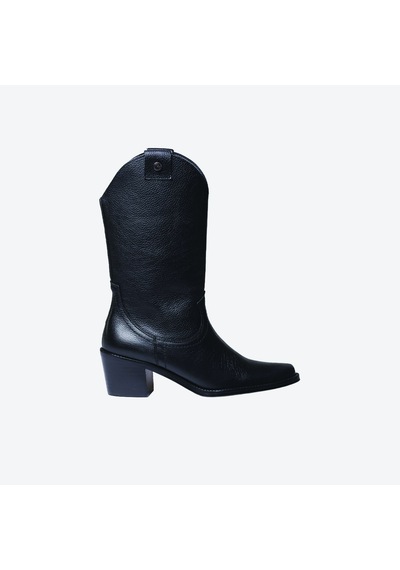 Negre Bot Kadın Ubeda Toni Pons Leather Cowboy Ankle Boots Wıth Heel Siyah