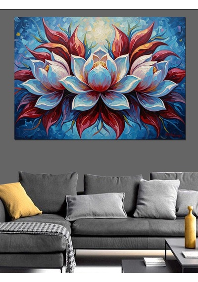 Ahşap Tablo Simetrik Renkli Lotus Çiçeği Sanatı İnsan Figürlü Tablolar