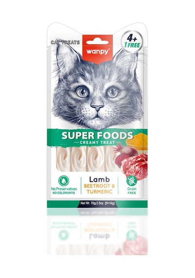 Wanpy Pancarlı Kuzulu Krema Kedi Ödülü 5x14 Gr