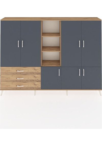 Arges Dolap 11 Raflı 3 Çekmeceli 7 Kapaklı 220x30x163 Çam-antrasi Çam-antrasit/çam Arges Dolap 11 Raflı 3 Çekmeceli 7 Kapaklı 220x30x163 Çam-antrasi Çam-antrasit/çam