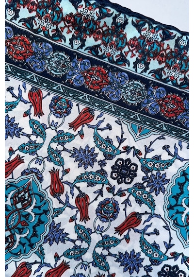 İpekçe Eşarp İp Rayon 100 100 Desenli - Mavi Mavi - Çok Renkli