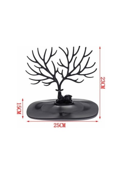 Geyik Tasarım Takı Standı Yüzük Küpe Mücevher Organizer Siyah