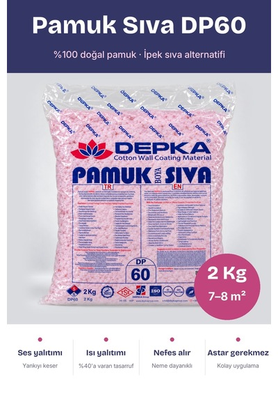 Depka Pamuk Sıva Dp60 2 Kg 7-8 M² İpek Sıva Alternatifi Isı Ve Ses Yalıtımlı Dekoratif Sıva