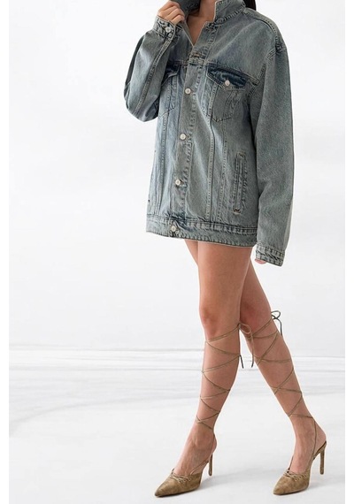 Lacarino 7852 Kadın Jean Ceket Blue Tint