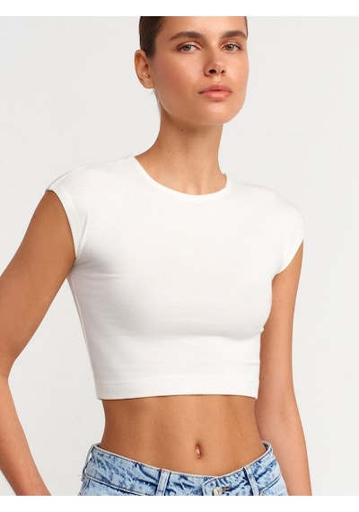 Dilvin Kadın Pamuk Ve Modal Karışımlı Crop Top T-shirt - 30528 001