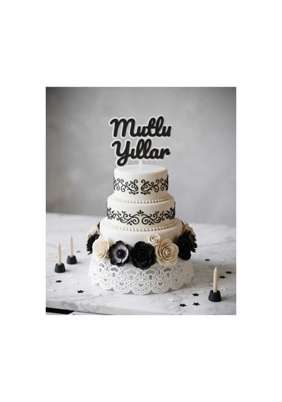 2 Adet Mutlu Yıllar Yazılı Pasta Üstü Süsleme Seti - Kişiye Özel Renk Seçenekli Cake Topper