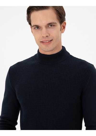 U.S. Polo Assn. Erkek Slim Fit Yarım Balıkçı Yaka Lacivert Kazak 50297054-VR033