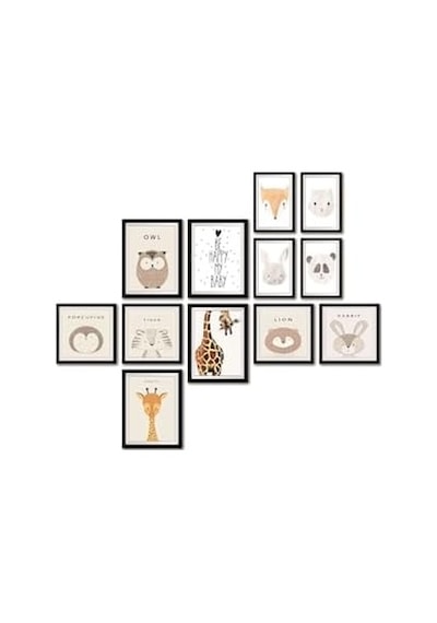 12 Parça Dekoratif Mdf Tablo Seti Çerçeve Görünümlü Dkj046 50 x 22
