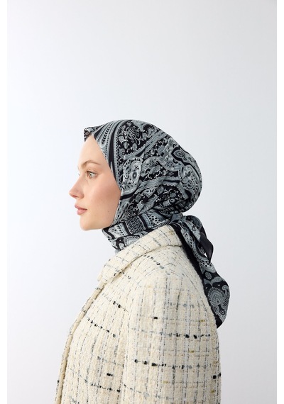 Mirsoy Scarf Zümra Desen Eşarp Siyah