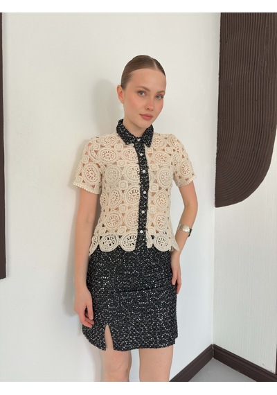 Verymoda Pullu Kot Etek D2853 Siyah