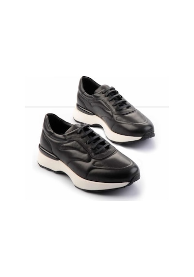 Bambi Siyah Leather Erkek Sneaker E01757167403 Siyah