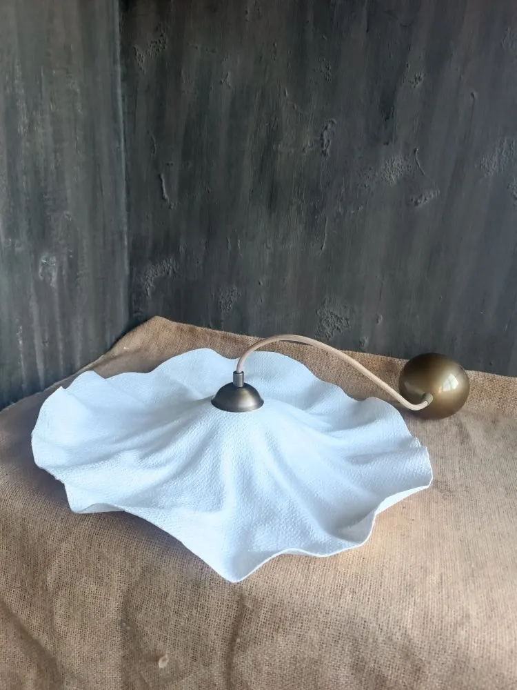 Kumaş Avize M - Pirinç Aksesuarlı Zara Home Tarzı Tasarım Beyaz