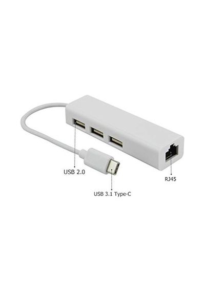 Typec Usb Hub Typec İnternet Çevirici Type-c 3 Port Usb Ethernet Çevirici Typec Lan 3 Port Usb
