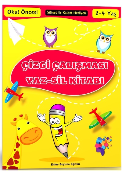 Okul Öncesi Çizgi Çalışmaları Yaz-sil Kitabı 2-4 Yaş