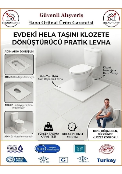 Grossavm Klozet Montaj Aparatı - Tuvalet Taşını Klozete Dönüştürücü Alt Levha Beyaz