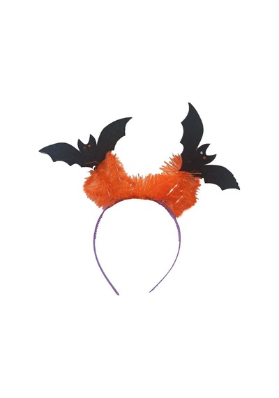 Cadılar Bayramı Halloween Turuncu Simli Mor Taçlı Yarasa Tacı