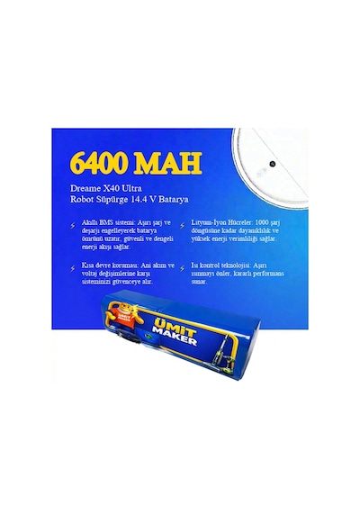 Dreame X40 Ultra Robot Süpürge 6400 Mah Batarya