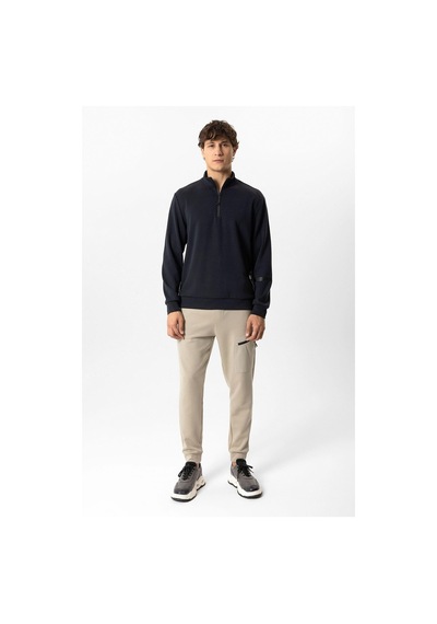 Backandbond Antrasit Regular Fit Dik Yaka Yarım Fermuarlı Sweatshirt