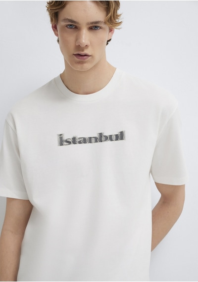 Mavi - İstanbul Baskılı Ekru Tişört 0613664-70057