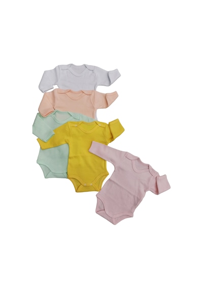 Özdemirli Bebe Uzun Kollu Çıtçıtlı Badi Bisiklet Yaka Body Zıbın (5li Paket)