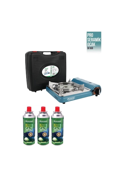 Orcamp Pro Seramik Portatif Kamp Ocağı Mavi Ck-508 + 3 Ad 227gr Gaz