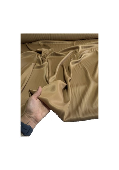 İpek Floş Saten Kumaş Parlak Dökümlü Polyestersiz Elbiselik 150 Cm En Camel