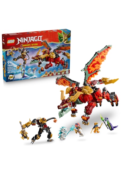 LEGO® NINJAGO® Wyldfyre'ın Dönüşen Ejderha Robotu 71868 - 9 Yaş Üzeri Çocuklar için Ejderha Figürü Oyuncak Yapım Seti (821 Parça)