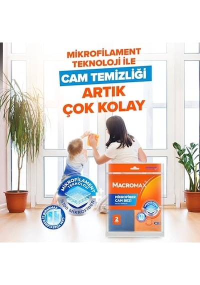Mikrofiber Cam Bezi 2'li Set, Mikrofilament Teknolojisi İle Leke Ve İz Bırakmaz Ayna Bezi Beyaz