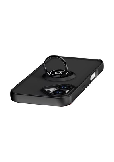 Apple iPhone  Uyumlu- 17 Montreal Yüzüklü Silikon Kapak - Siyah