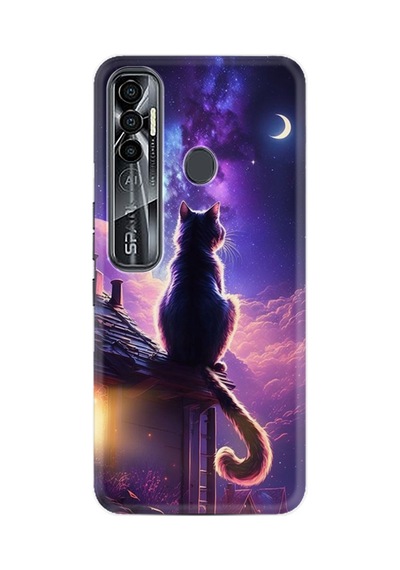 Tecno Spark 7 Pro Kılıf Boutique Baskılı Resimli Damdaki Kedi Pcode -091
