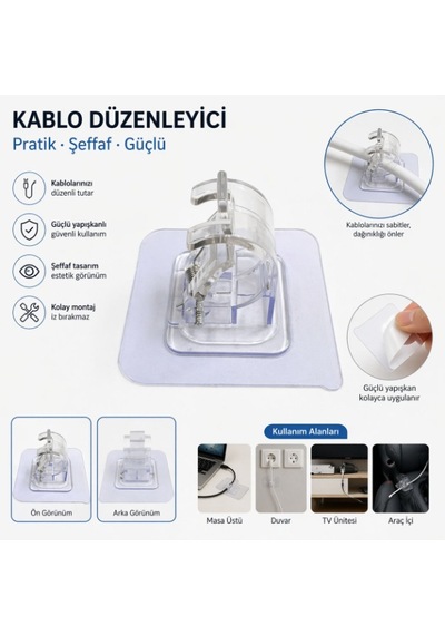 River World Mop Ve Kablo İçin Tutucu Yapışkanlı Kıskaçlı