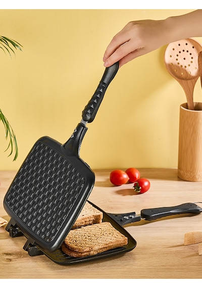 Tostum Döküm Granit Ocak Üstü Tost Makinesi Siyah