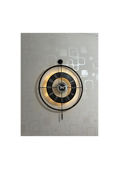 Pey Aksesuar Metal Camlı Duvar Saati 60x80 Cm Büyük Boy Işıklı Gerçek Cam Siyah-şeffaf-siyah-gümüş M61-siyah-şeffaf-siyah-gümüş