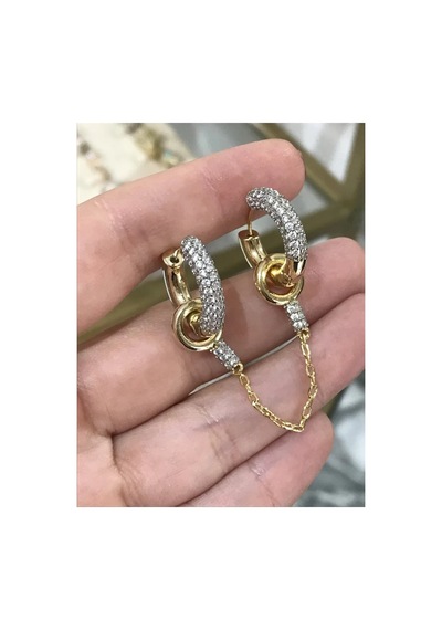 Tasarım Zincir Model Küpe Çok Renkli