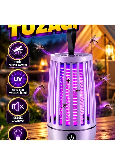 Uv Mor Işıklı Elektrikli Sivrisinek Tuzak Lambası Sessiz Çalışma Ve Gece Aydınlatması
