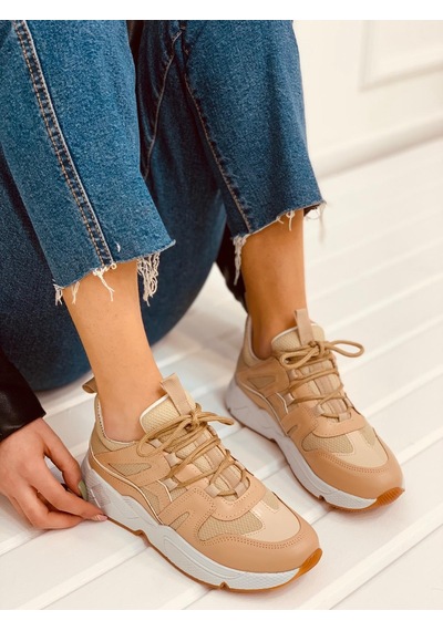 Erva'nın Butiği Nude Deri Travis Kadın Sneakers-2725