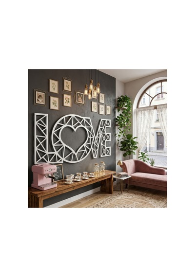 Love Yazı Metal Duvar Tablosu - Metal Duvar Sanatı - Siyah - 20 X 50 Cm