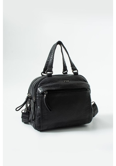 Baginn Retro Vegan Deri Günlük Kadın Postacı Çanta Çapraz Askılı Omuz Çantası Yıkama Suni Deri 27 23 Cm Siyah