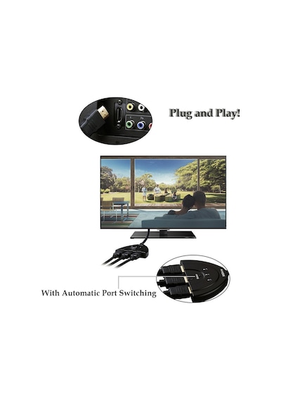 3 Port Kablolu Hdmi Switch Çoklayıcı Çoğaltıcı Splitter