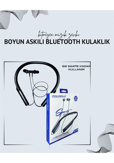 Polygold Pg-100 Boyun Askılı Kablosuz Kulaklık 200 Saat Bekleme Süresi, Stereo Ses, Mikrofonlu 00