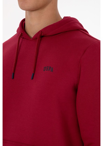 U.S. Polo Assn. Erkek Regular Fit Kapüşonlu Şardonlu Koyu Frambuaz Basic Sweatshirt 50315582-VR104